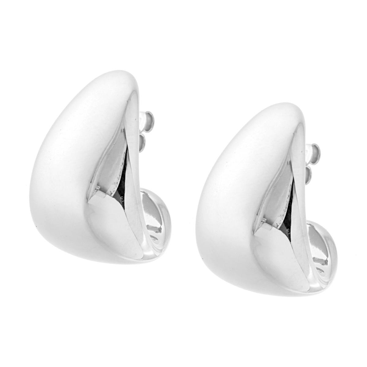 Orecchini Goccia Fascia Bombata mm 28 in ARGENTO 925 Galvanica Rodio