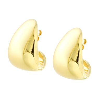 Orecchini Goccia Fascia Bombata mm 28 in ARGENTO 925 Galvanica Gold