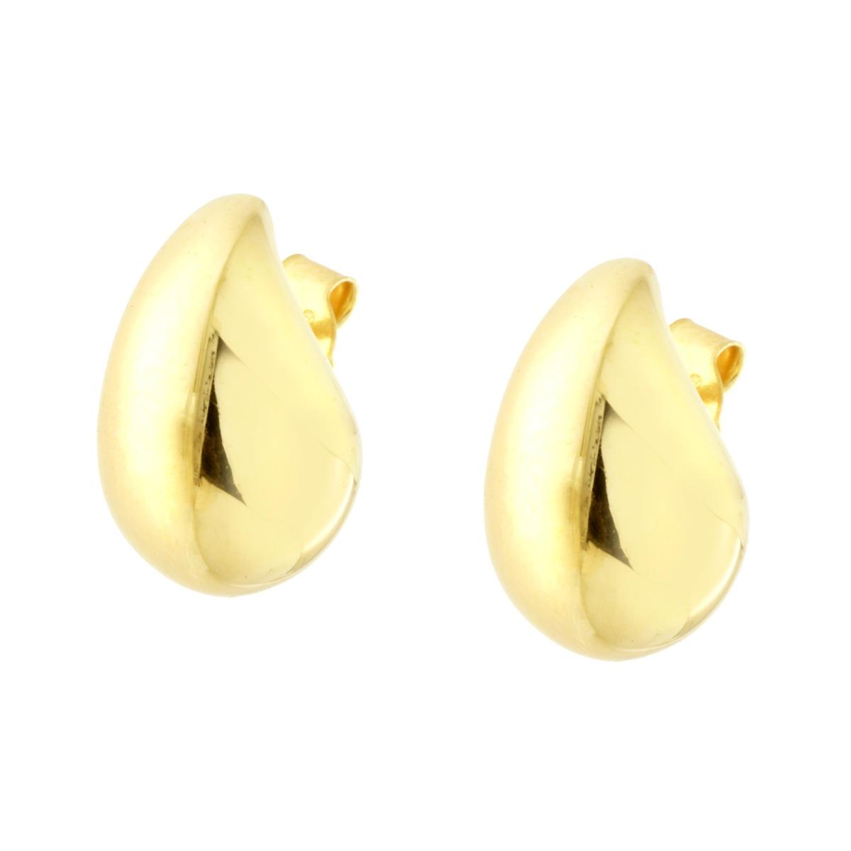 Orecchini Goccia Bombata mm 17 in ARGENTO 925 Galvanica Oro