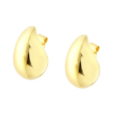 Orecchini Goccia Bombata mm 17 in ARGENTO 925 Galvanica Oro
