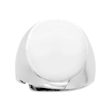 Anello Chevalier con Scudo Ovale Plain per incisione in ARGENTO 925 Galvanica Rodio