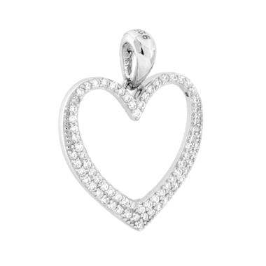 Ciondolo Cuore con Cubic Zirconia Bianchi in ARGENTO 925 Galvanica Rodio