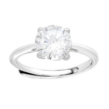 Anello Solitario con Cubic Zirconia Bianco mm 8 in ARGENTO 925 Galvanica Rodio