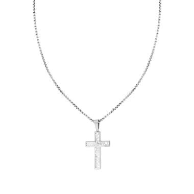 Collana Uomo Catena Veneziana tonda con Croce pendente in ACCIAIO