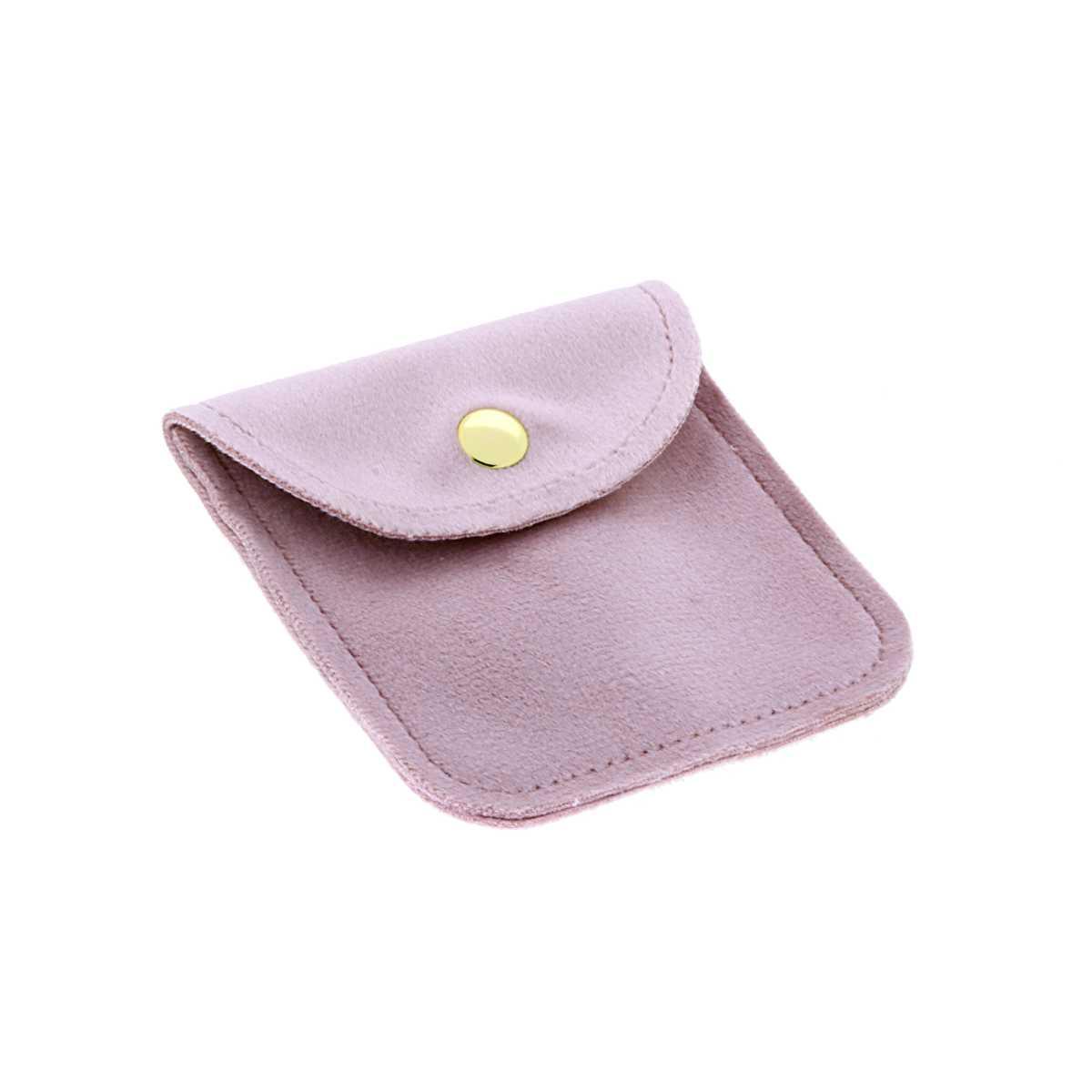 Sacchetto con Clip in Tessuto Velluto cm 8 x 8 colore Rosa Malva