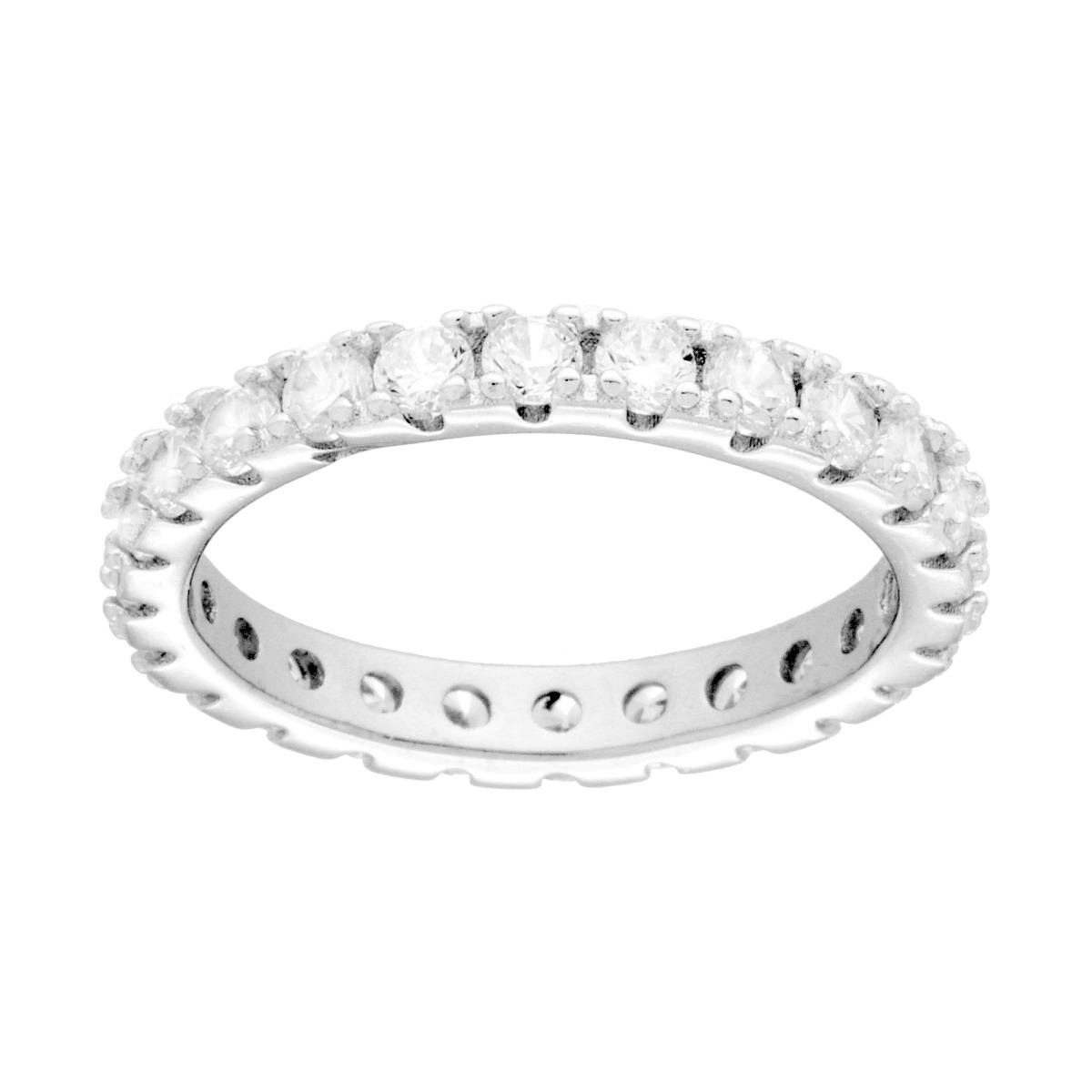 Anello Eternity Veretta a giro con Cubic Zirconia Bianchi mm 3 in ARGENTO 925 Galvanica Rodio