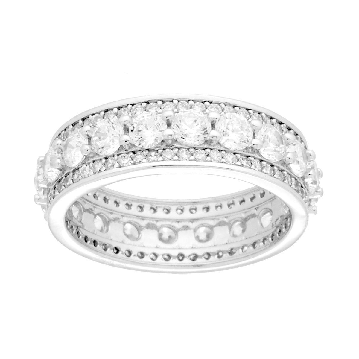 Anello Eternity con Cubic Zirconia Bianchi in ARGENTO 925 Galvanica Rodio