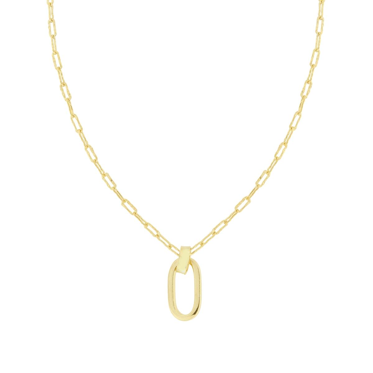 Collana Catena Forzatina effetto Martellato con Ovale in ARGENTO 925 Galvanica Oro