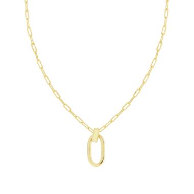 Collana Catena Forzatina effetto Martellato con Ovale in ARGENTO 925 Galvanica Oro
