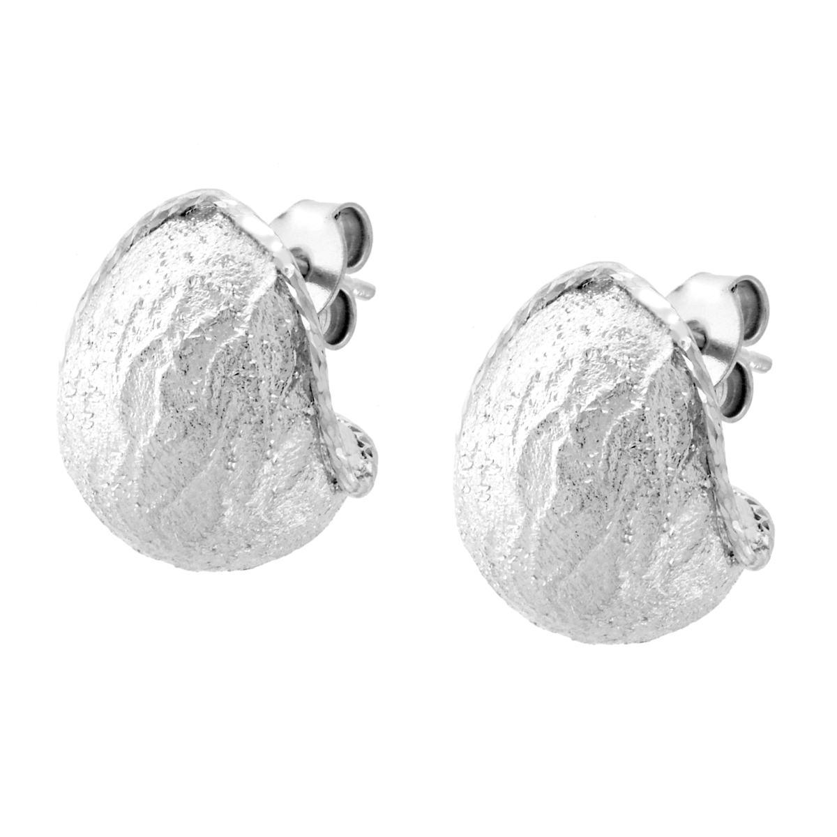 Orecchini Goccia effetto Spazzolato Brillantato in ARGENTO 925 Galvanica Rodio