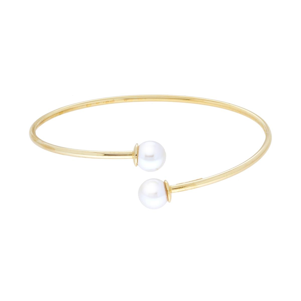 Bracciale Rigido Contrarie Canna sezione Tonda con Perle in ARGENTO 925 Galvanica Oro