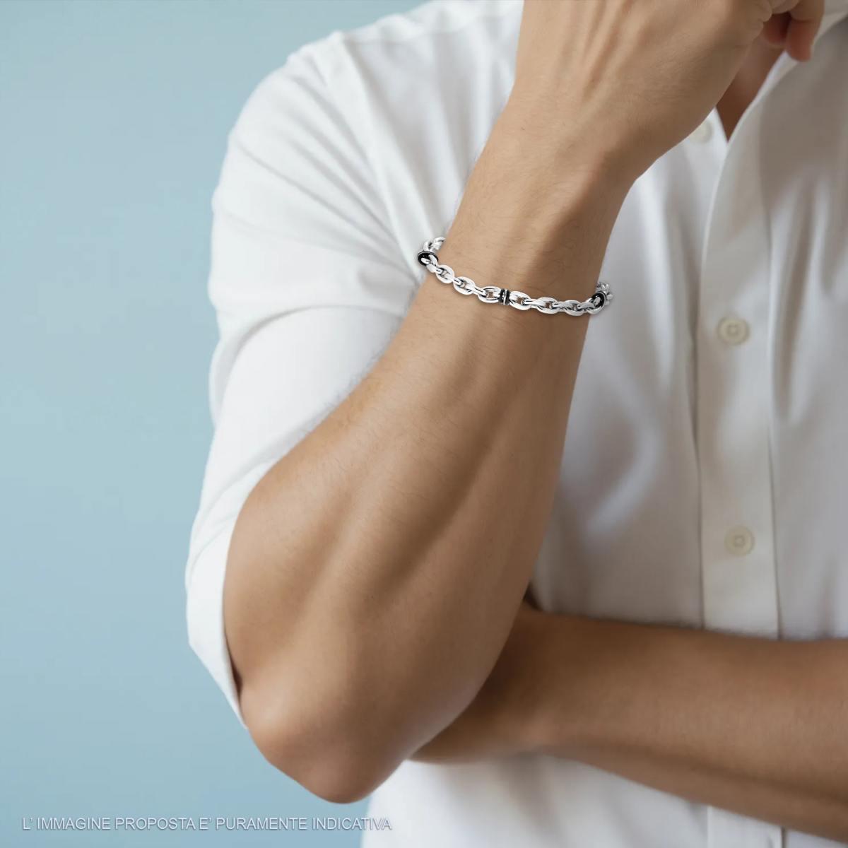 Bracciale Uomo Catena Forzatina con dettagli Nero in ACCIAIO