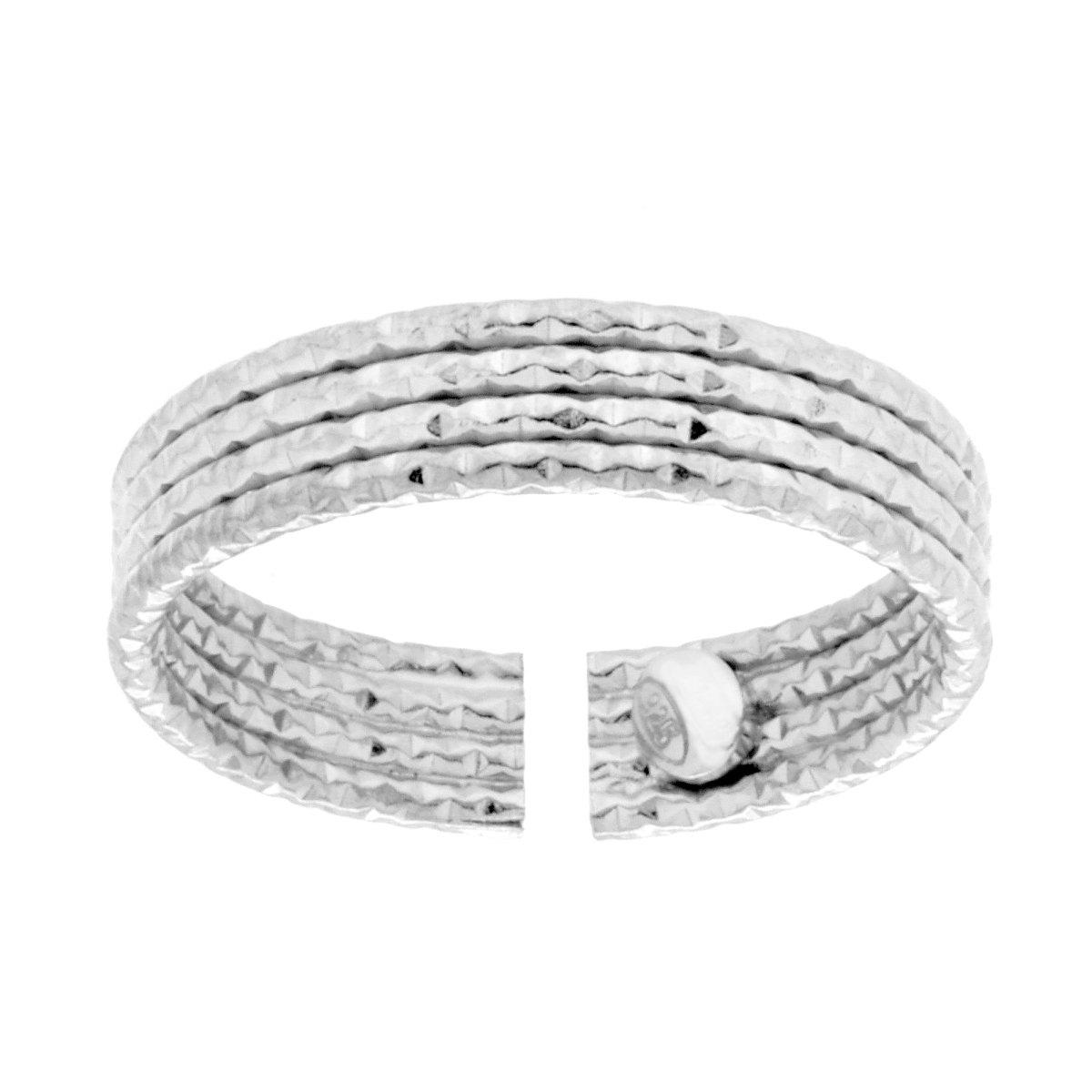 Anello Fascia Multifilo Diamantato in ARGENTO 925 Galvanica Rodio