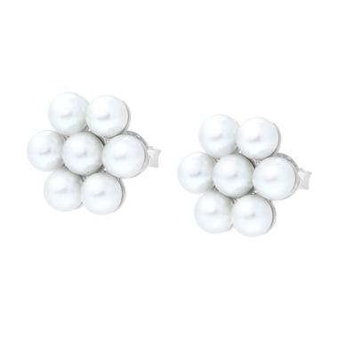 Orecchini Fiore di Perle in ARGENTO 925 Galvanica Rodio