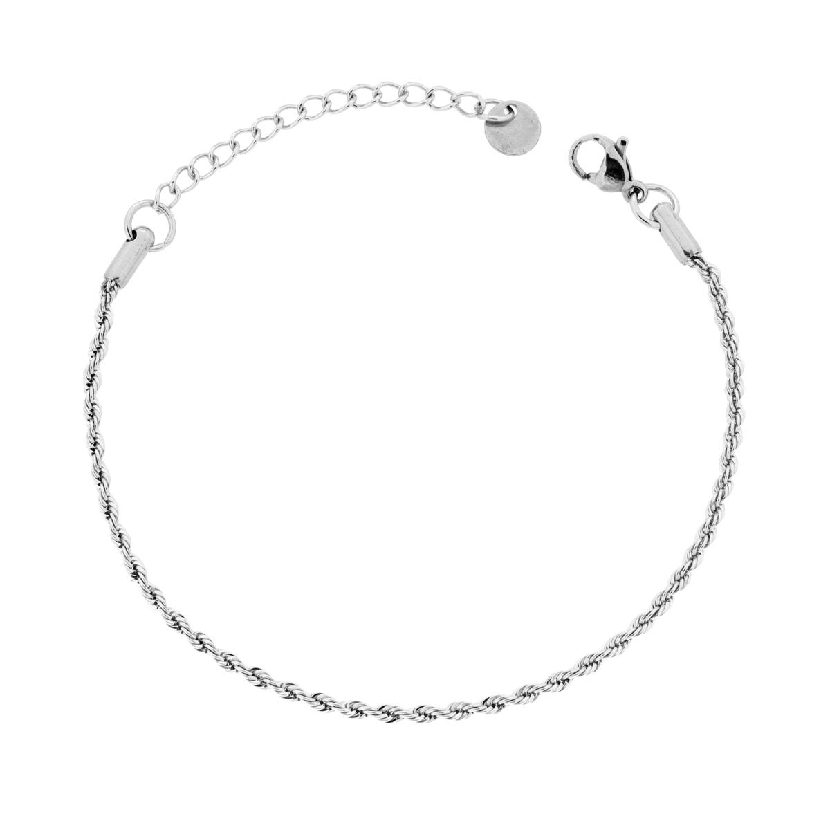 Bracciale Catena Corda mm 2 in ACCIAIO