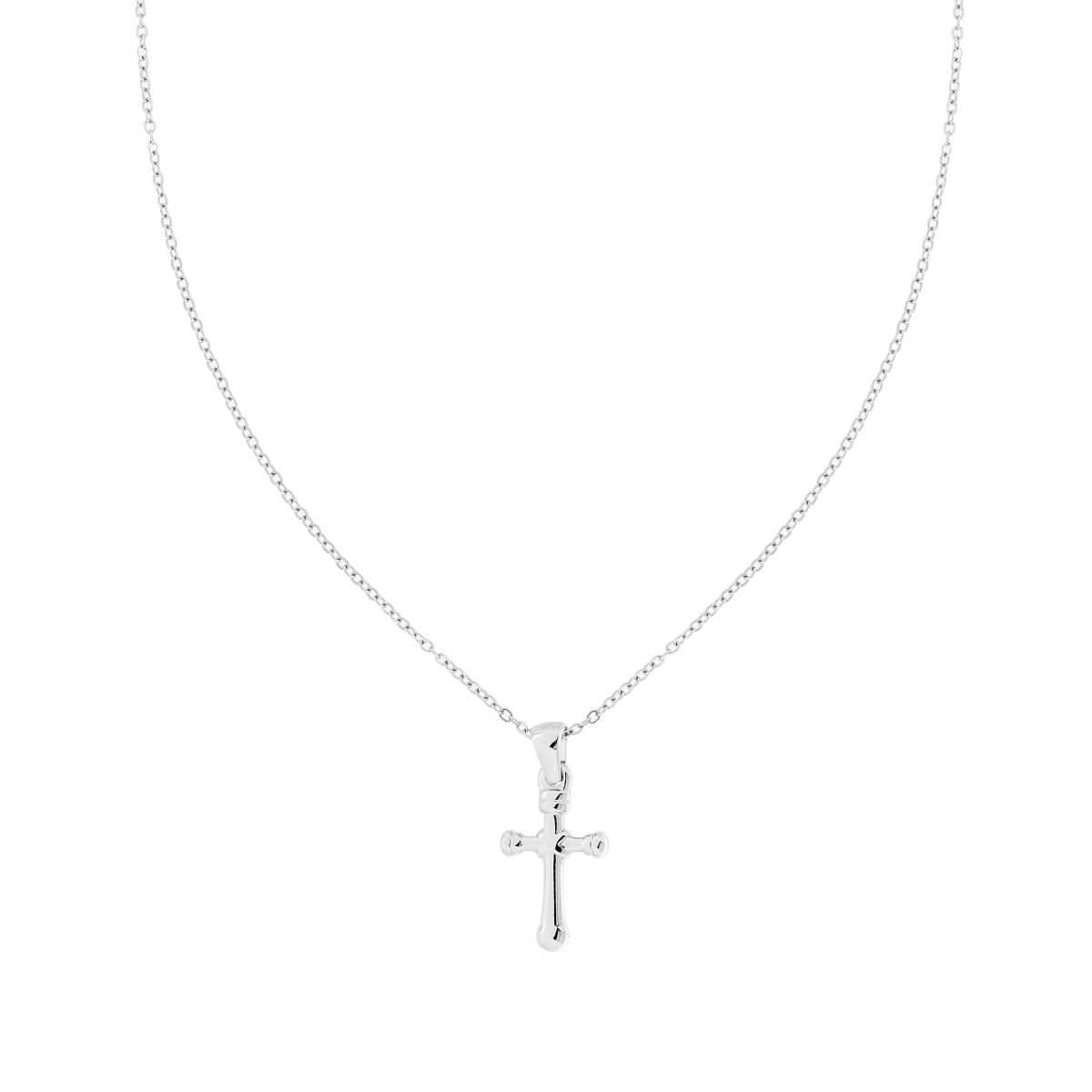 Collana Catena Forzatina Diamantata con Croce in ACCIAIO