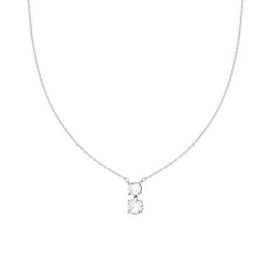 Collana Catena Forzatina Diamantata con doppio Punto Luce e Crystal Bianchi in ACCIAIO