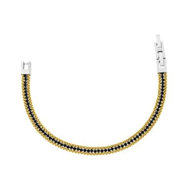 Bracciale Catena Veneziana Tonda colore Oro con Tennis Crystal Neri in ACCIAIO