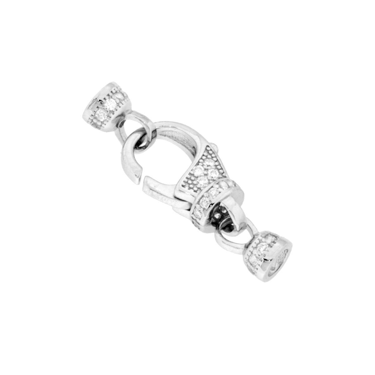 Chiusura Gioiello a Pappagallo con Cubic Zirconia Bianchi in ARGENTO 925 Galvanica Rodio