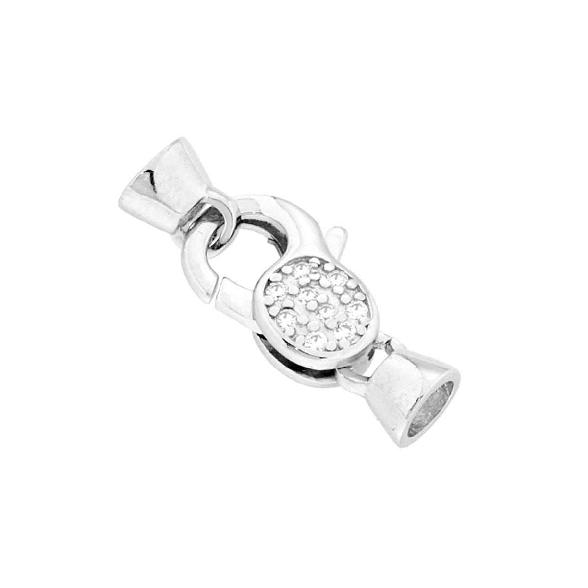 Chiusura Gioiello a Pappagallo con Cubic Zirconia Bianchi in ARGENTO 925 Galvanica Rodio