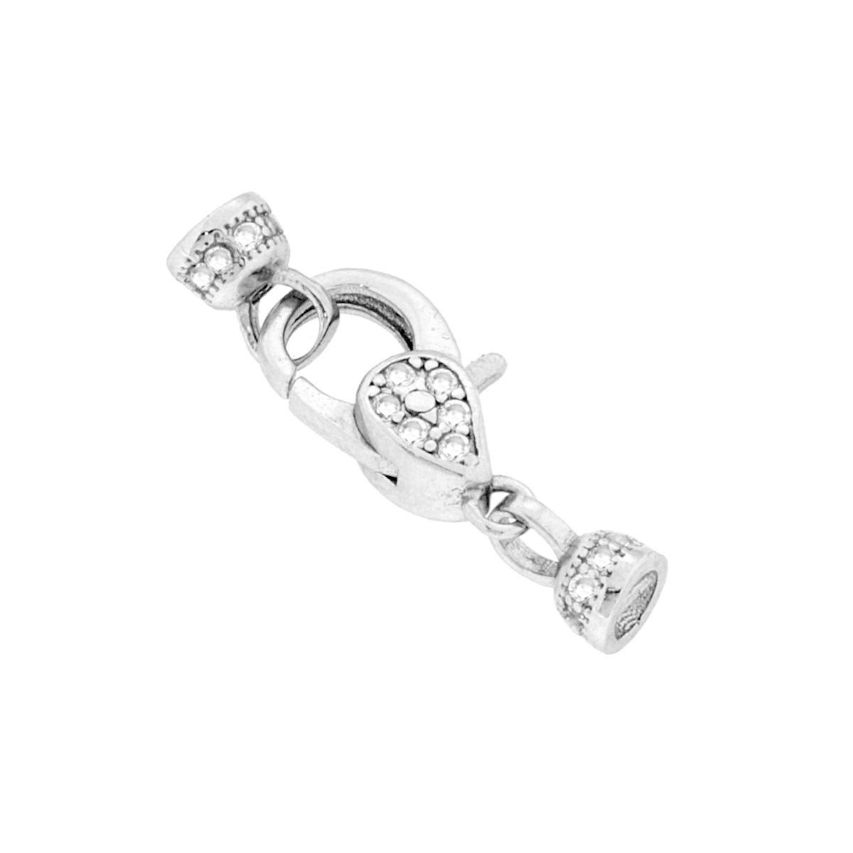 Chiusura Gioiello a Pappagallo con Cubic Zirconia Bianchi in ARGENTO 925 Galvanica Rodio