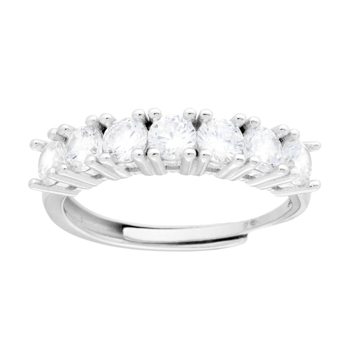 Anello Veretta con Cubic Zirconia Bianchi mm 4 in ARGENTO 925 Galvanica Rodio