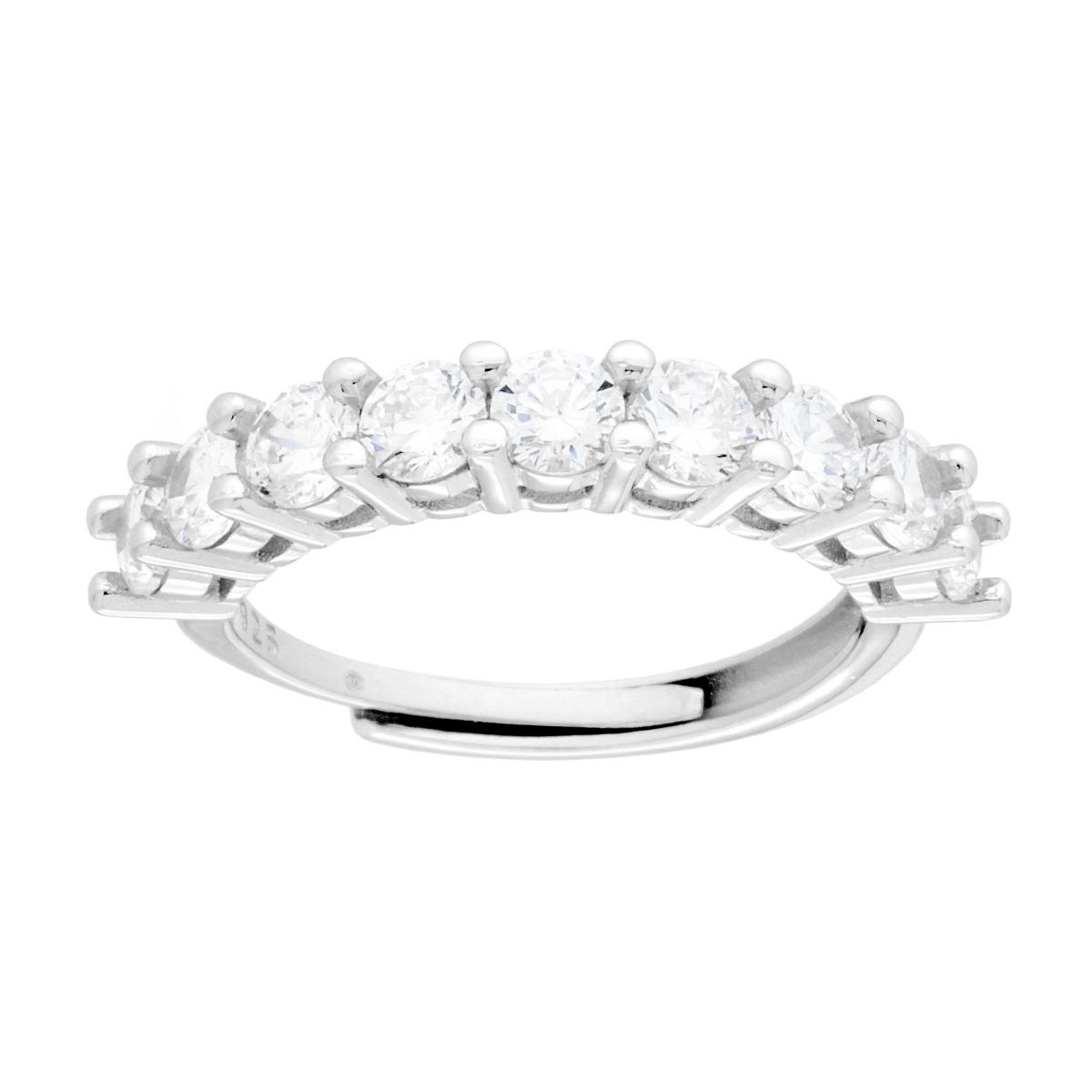 Anello Veretta con Cubic Zirconia Bianchi 3.5 mm in ARGENTO 925 Galvanica Rodio