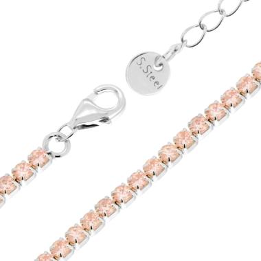Bracciale Tennis Griffe cm 17+5 con Crystal mm 2 Champagne in ACCIAIO