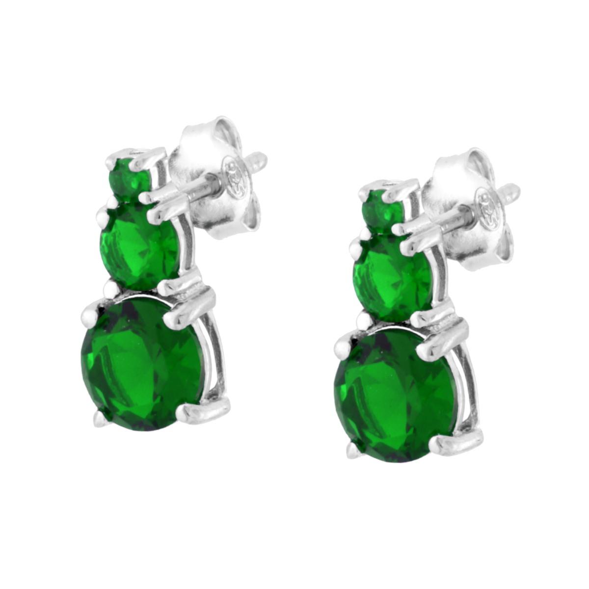 Orecchini Trilogy Degrade con Cubic Zirconia Verde Smeraldo in ARGENTO 925 Galvanica Rodio
