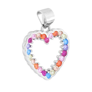 Ciondolo Cuore con Cubic Zirconia Multicolor in ARGENTO 925 Galvanica Rodio