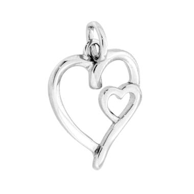 Ciondolo Cuore con Cubic Zirconia Bianchi in ARGENTO 925 Galvanica Rodio