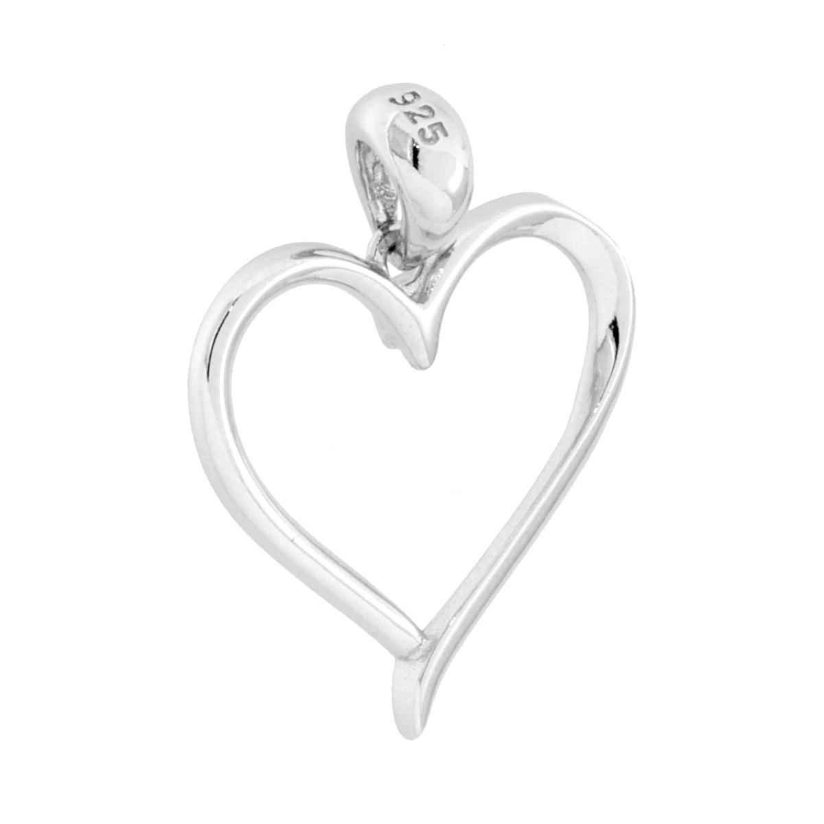 Ciondolo Cuore a Nastro in ARGENTO 925 Galvanica Rodio