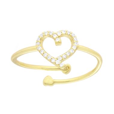 Anello Cuore con Cubic Zirconia Bianchi in ARGENTO 925 Galvanica Oro