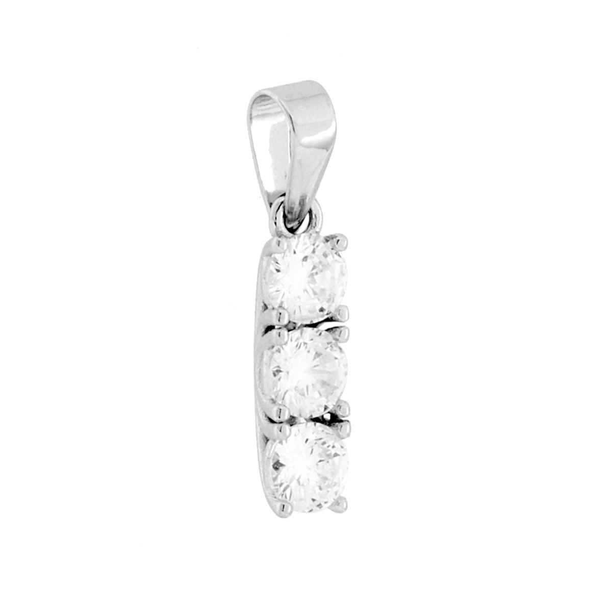 Parure Set Orecchini e Ciondolo Trilogy con Cubic Zirconia Bianchi in ARGENTO 925 Galvanica Rodio