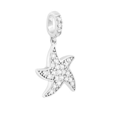 Ciondolo Stella Marina con Cubic Zirconia Bianchi in ARGENTO 925 Galvanica Rodio