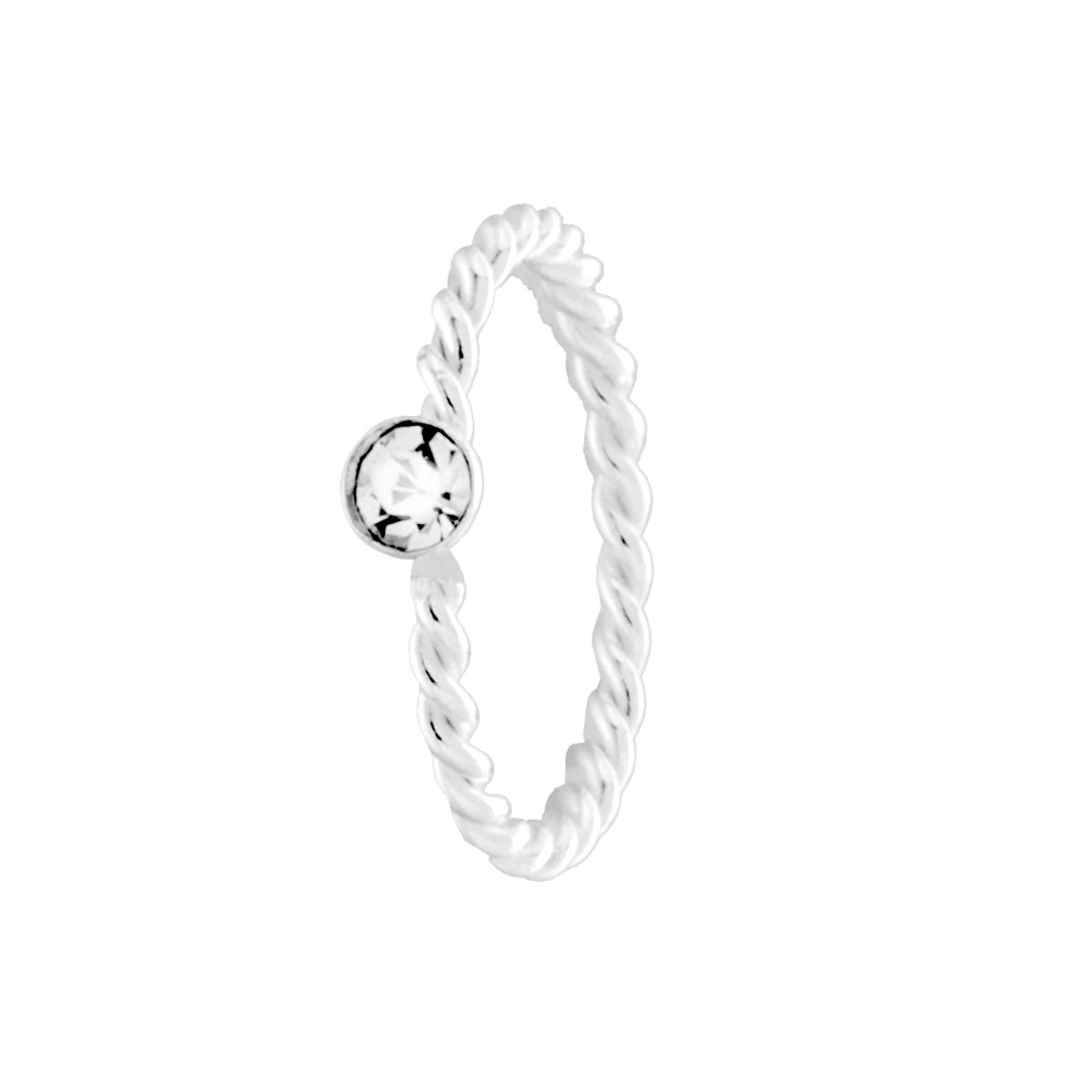 Orecchino Piercing da Naso Cerchio Torchon mm 10 con Punto Luce Cubic Zirconia Bianco in ARGENTO 925