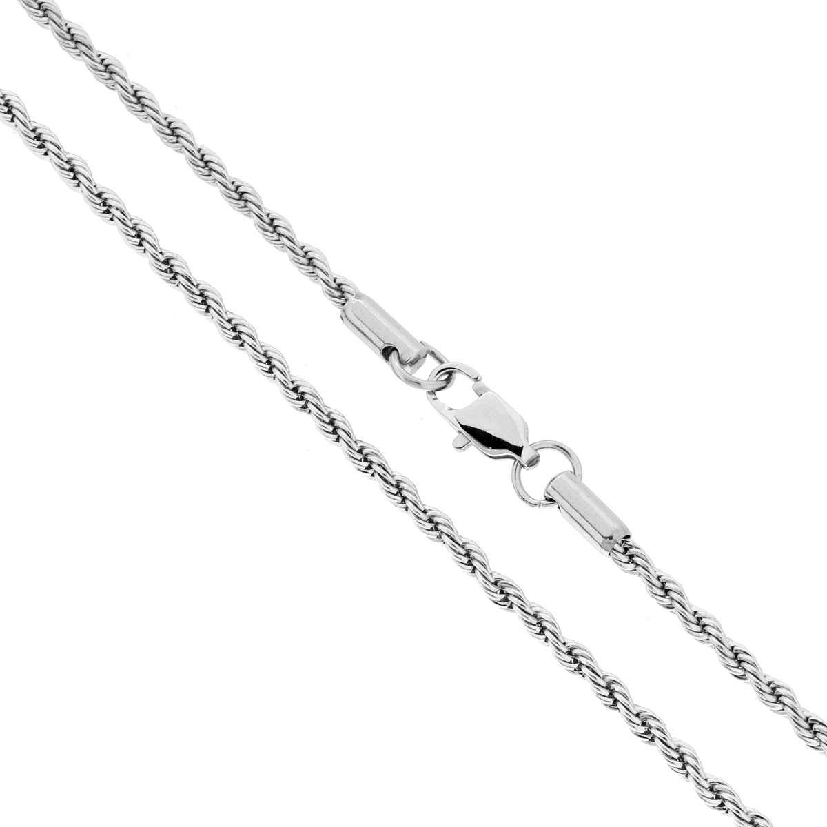 Catena Corda Diamantata sezione mm 2.4 lunghezza cm 60 in ACCIAIO