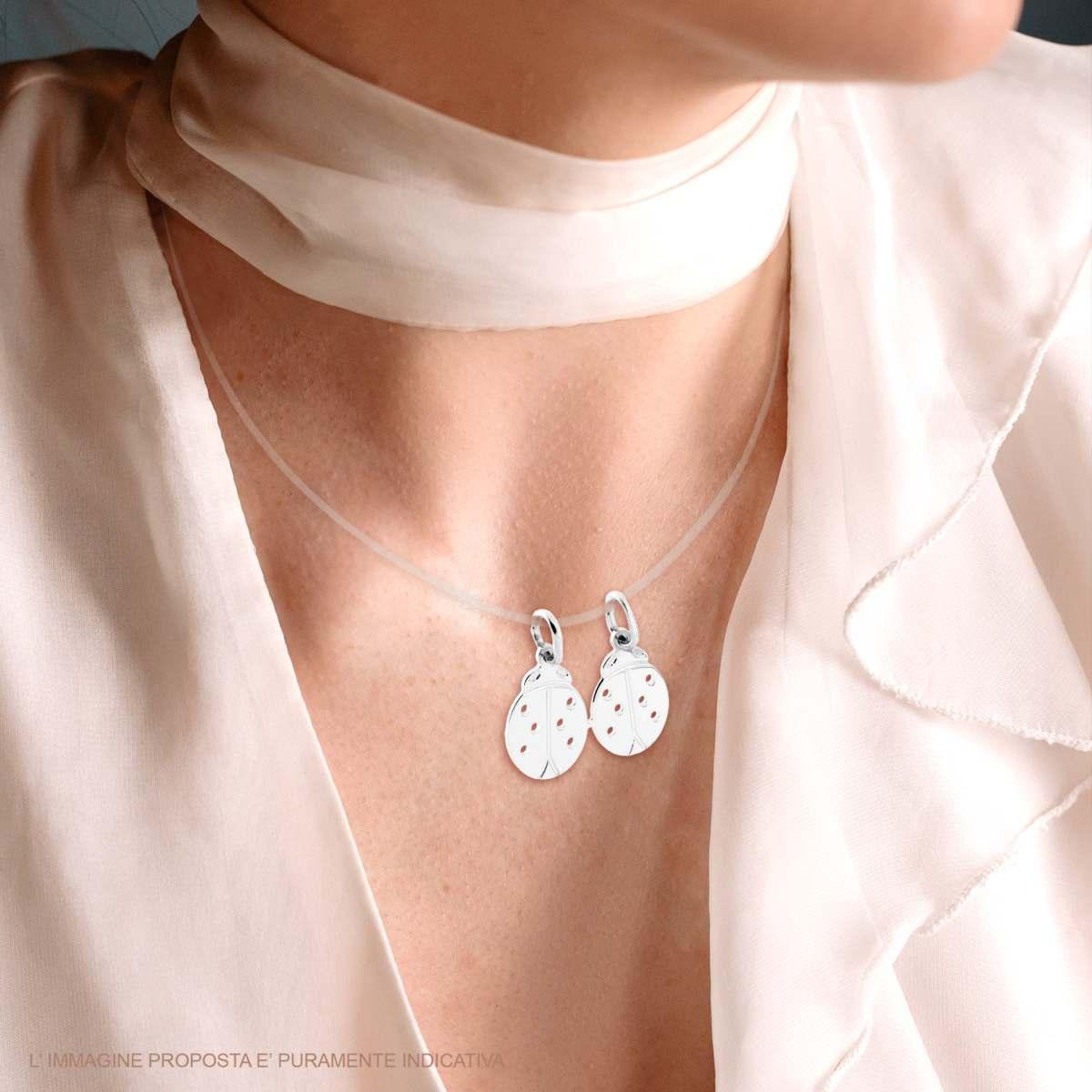 Ciondolo Coccinelle che si spezzano in ARGENTO 925 Galvanica Rodio