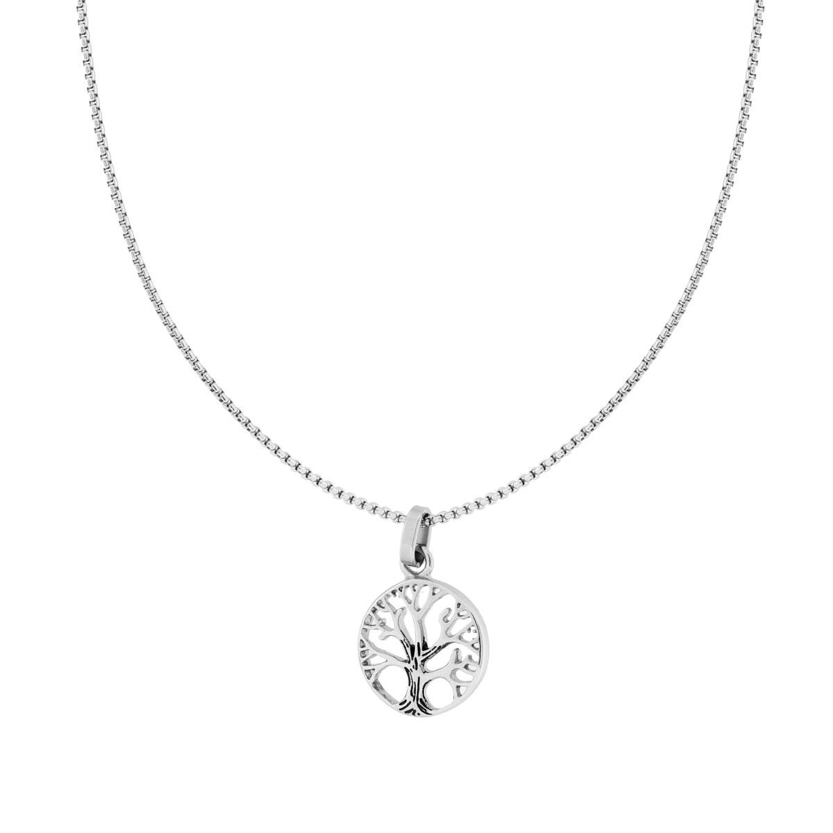 Collana Catena Veneziana Tonda con Albero della Vita in ACCIAIO