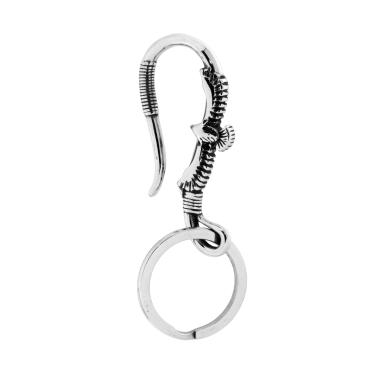 Portachiavi Uomo Donna ad Anello con Amo e Falco in ACCIAIO Brunito