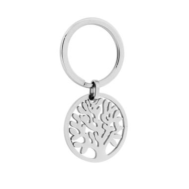 Portachiavi Uomo Donna ad Anello con Tondo con Albero della Vita in ACCIAIO