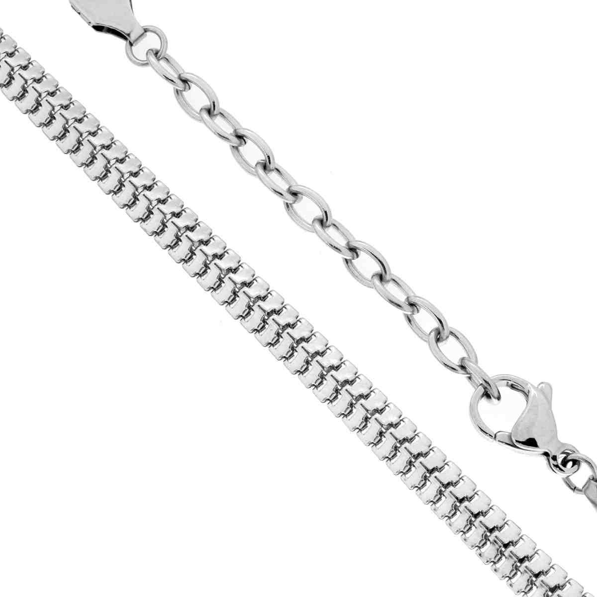 Catena Coda di Topo Quadrata Battuta sezione mm 5 lunghezza cm 45+5 in ACCIAIO