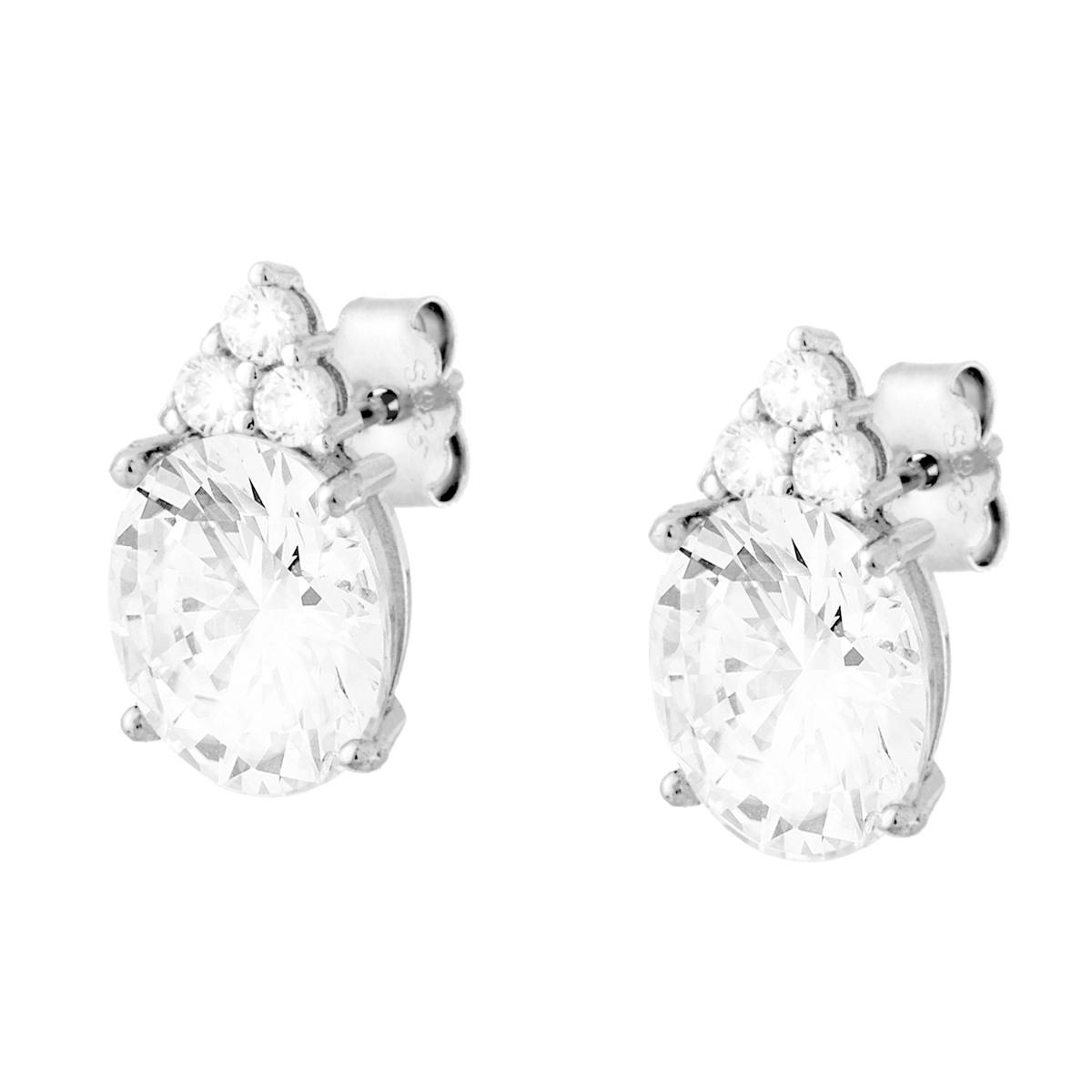 Orecchini Punto Luce Goccia con Cubic Zirconia Bianchi in ARGENTO 925 Galvanica Rodio