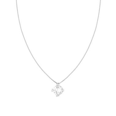 Collana Catena Veneziana Diamantata con Punto Luce Cubic Zirconia Bianco in ARGENTO 925 Galvanica Rodio