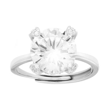 Anello Solitario con Cubic Zirconia Bianchi mm 10 in ARGENTO 925 Galvanica Rodio