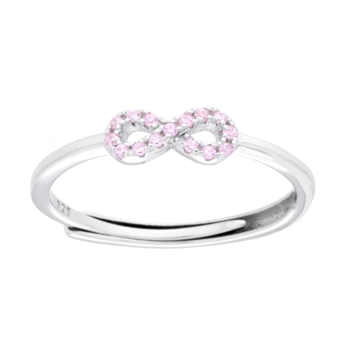 Anello mini Infinito con Cubic Zirconia Rosa in ARGENTO 925 Galvanica Rodio
