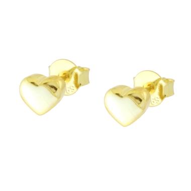 Orecchini Cuore Bombato in ARGENTO 925 Galvanica Oro
