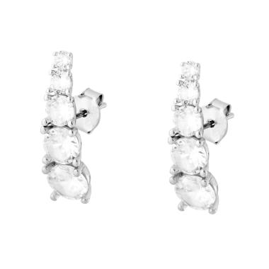 Orecchini Tennis degrade con Cubic Zirconia Bianchi in ARGENTO 925 Galvanica Rodio