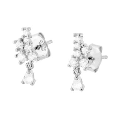 Orecchini con Cubic Zirconia Bianchi pendenti in ARGENTO 925 Galvanica Rodio