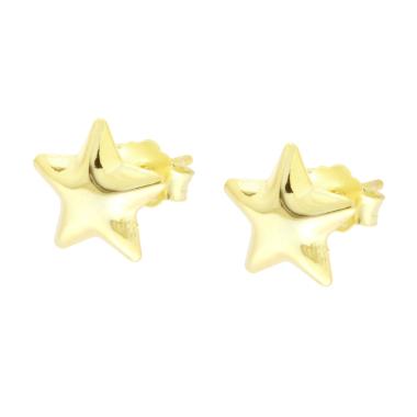 Orecchini Stella Bombato in ARGENTO 925 Galvanica Oro